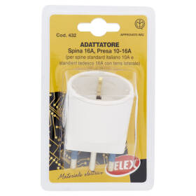 Selex Adattatore Semplice Spina 16A + 1 Presa Tedesca Bianco