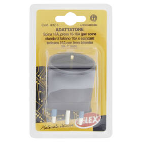 Selex Adattatore Semplice Spina 16A + 1 Presa 10-16A(Ted) Nero