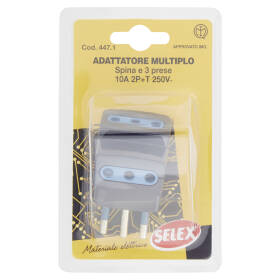 Selex Adattatore Multiplo Spina 10A + 3 Prese 10A(Ita) Nero