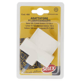 Selex Adattatore Pluristandard Spina 16A + 2 Prese Bivalenti + 1 Presa Tedesca Bianco