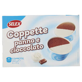 Selex 6 Coppette di Gelato Panna e Cioccolato 300 g