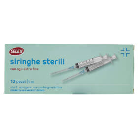 Selex Siringhe Sterili con Ago Indolore Ml 5 10 pezzi