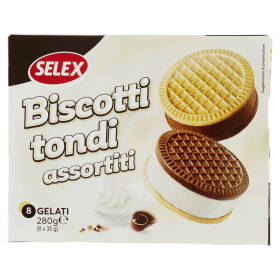 Selex 8 Biscotti Tondi Ripieni di Gelato Assortiti 280 g