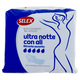 Selex Assorbenti Ultra Sottili Notte con Ali in Bustine Singole 12 pezzi