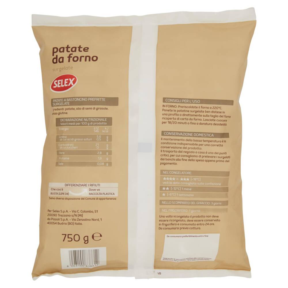 Selex Patate da Forno Prefritte Surgelate 750 g