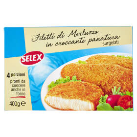 Selex Filetti di Merluzzo in Croccante Panatura Surgelati 400 g