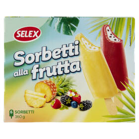 Selex 6 Sorbetti alla Frutta Assortiti Ananas e Frutti di Bosco 360 g