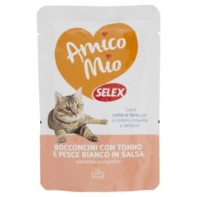 Selex Amico Mio Gatto Bocconcini con Tonno e Pesce Bianco 100 g