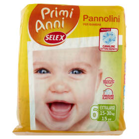 Selex Primi Anni Pannolini per Bambini Extra Large 15-30 kg 15 pezzi