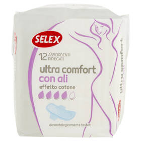 Selex Assorbenti Ultra Confort con Ali Effetto Cotone in Bustine Singole 12 pezzi