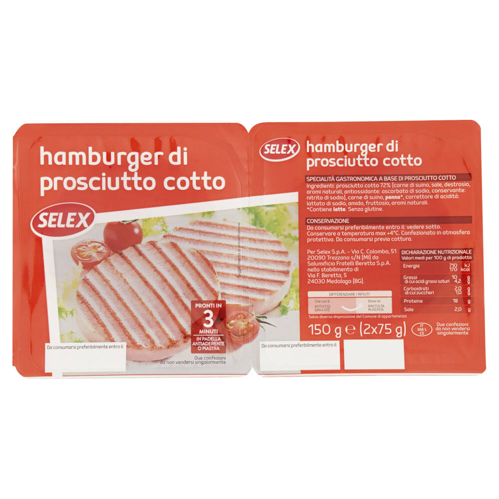 Selex Hamburger di Prosciutto Cotto 2x75 g NonPesa.it Spesa Online