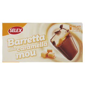 Selex 6 Barrette di Gelato alla Panna con Caramella Mou Ricoperti Cioccolato al Latte 250 g