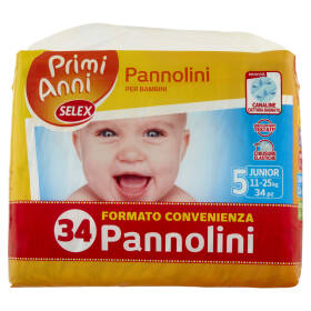 Selex Primi Anni Pannolini per Bambini Junior 11-25 kg 2x17 pezzi