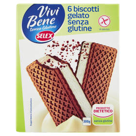 Selex Vivi Bene Senza Glutine 6 Biscotti Ripieni di Gelato Senza Glutine 300 g