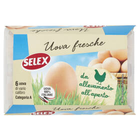 Selex 6 Uova Fresche di Vario Calibro da Allevamento all'Aperto Categoria A