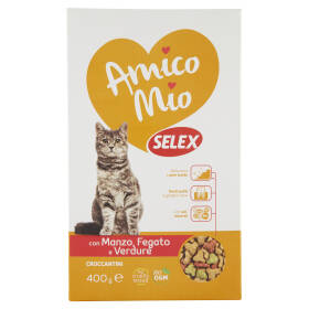 Selex Amico Mio Gatto Adulto Croccantini con Manzo, Fegato e Verdure 400 g