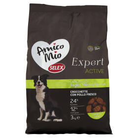 Selex Amico Mio Expert Cane Adulto di Taglia Medio/Grande Crocchette con Pollo Fresco Active 3 kg