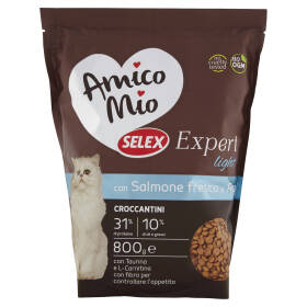 Selex Amico Mio Expert Gatto Adulto Croccantini con Salmone Fresco e Riso Light 800 g