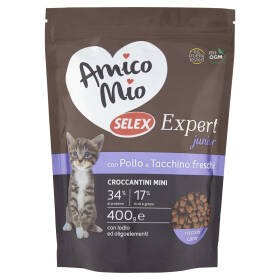 Selex Amico Mio Expert Gatto Junior Croccantini con Pollo e Tacchino Freschi 400 g