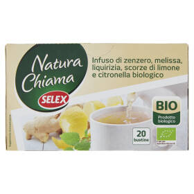 Selex Natura Chiama Infuso di Zenzero,Melissa,Liquirizia,Scorze Limone,Citronella Bio 20 Filtri 40 g