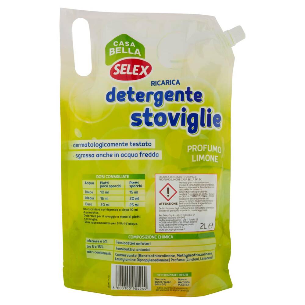 Selex Casa Bella Ricarica Detergente per Stoviglie Limone 2 L