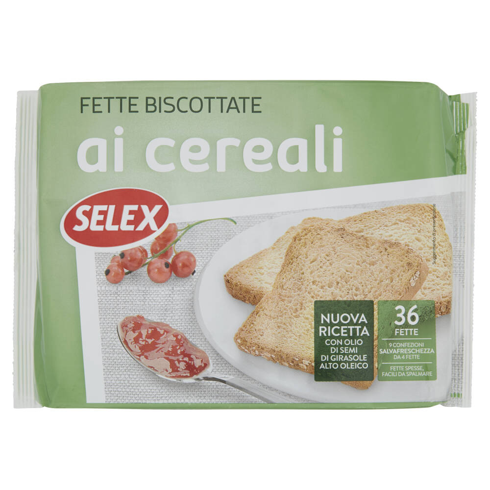 Selex Fette Biscottate ai Cereali in Confezioni Salvafreschezza 9x4 fette  320 g