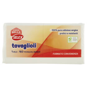 Selex Casa Bella Tovaglioli 1 Velo 33x33 cm Bianchi 160 pezzi