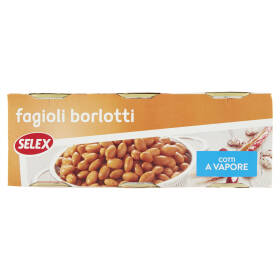 Selex Fagioli Borlotti Cotti a Vapore 3x150 g