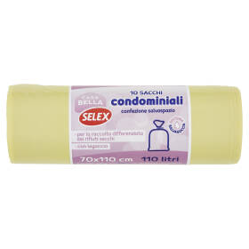 Selex Casa Bella Sacchi Condominiali Giallo con Legaccio Cm 70X110 10 pezzi