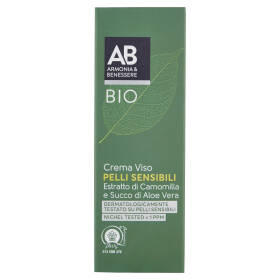 Armonia & Benessere Crema Viso per Pelli Sensibili Bio con Estratto di Camomilla e Succo Aloe 50 ml