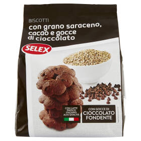 Selex Biscotti con Grano Saraceno, Cacao e Gocce di Cioccolato Fondente 500 g