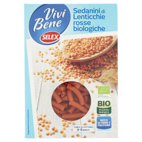 Selex Vivi Bene Pasta di Lenticchie Rosse Biologiche Sedanini 250 g