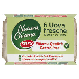 Selex Natura Chiama 6 Uova Fresche da Galline Allevate senza Uso di Antibiotici di Vario Calibro