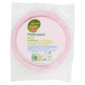 Selex Natura Chiama Piatti Piani in Mater Bi Biodegradabili e Compostabili Ecologici Rosa 10 pezzi