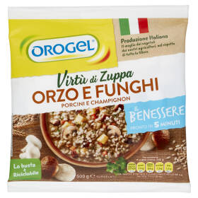 Orogel Il Benessere Virtù di Zuppa Orzo e Funghi Porcini e Champignon Surgelati 500 g
