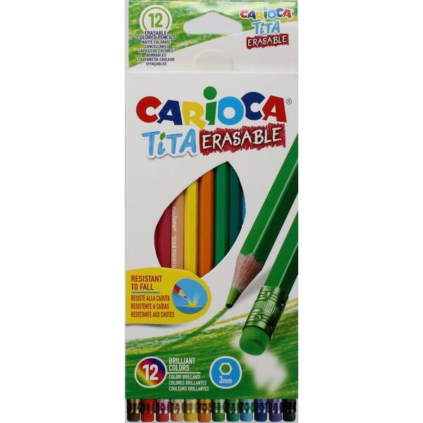 Astuccio carioca da 12 matite tita erasable colori assortiti