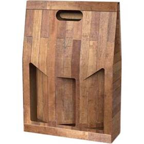 Scatola porta bottiglie 3 posti, liscio, linea teak con finestra