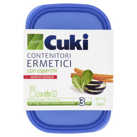 Cuki Conserva Contenitori Ermetici con coperchi 1000 ml 3 pz