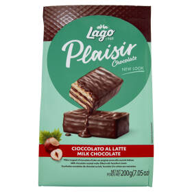 Lago Plaisir Chocolate Cioccolato al Latte Wafer di cioccolato al latte con crema alle nocciole 200g
