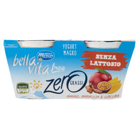 bella vita free Yogurt Magro Senza Lattosio Zero Grassi Mango, Maracuja e Curcuma 2 x 125 g