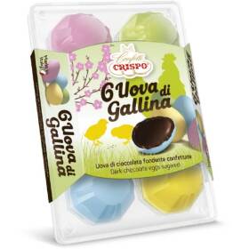 Crispo conf 6 uova di gallina cioccolato fondente confettate 210 g