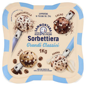 Sammontana Sorbettiera Grandi Classici Stracciatella, Cacao, Caffè, Panna 1 Kg