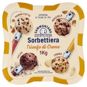 Sammontana Sorbettiera Trionfo di Creme Panna Cotta, Nocciola, Cacao, Crema 1 Kg
