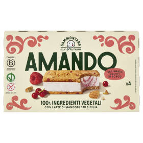 Sammontana Amando 4 Biscotti Gelato alla Vaniglia, Variegato ai Frutti di Bosco 4 x 52 g