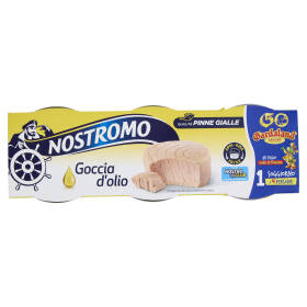 Nostromo Goccia d'olio Tonno all'Olio di Oliva Qualità Pinne Gialle 3 x 65 g
