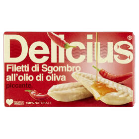 Delicius Filetti di Sgombro all'olio di oliva piccante 125 g