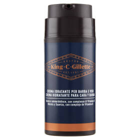 King C. Gillette Crema Idratante per Barba e Viso, con Complesso Vitamina B, 100 ml