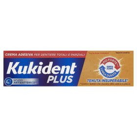 Kukident Plus Doppia Azione Crema Adesiva per Dentiere Totali e Parziali 35 g