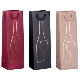 Shopper portabottiglia premium con manici in corda 1pz 12x9x37cm colori assortiti