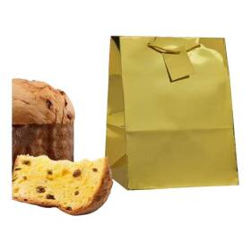 Busta porta panettone color oro 26x26x35 cm